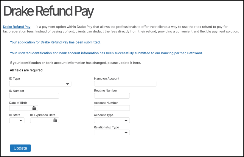 Update ID or bank account information.